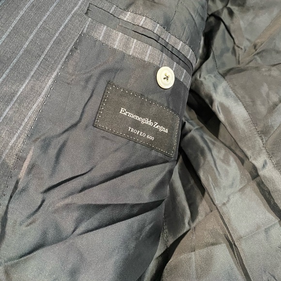 Men’s Ermenegildo Zegna Blue Pinstripe Two Button Blazer Suit Jacket Trofeo 600 - Picture 7 of 8